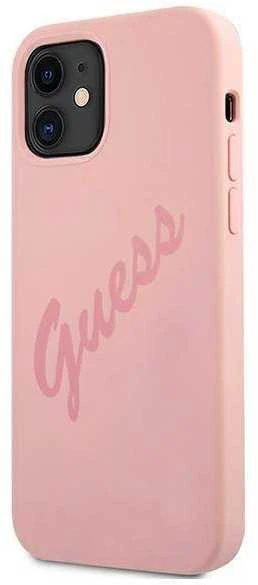 Apple iPhone 12 Mini Guess dėklas Script Vintage (GUHCP12SLSVSPI) rožinės spalvos