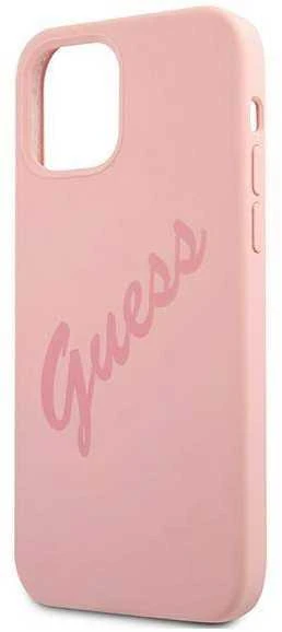 Apple iPhone 12 Mini Guess dėklas Script Vintage (GUHCP12SLSVSPI) rožinės spalvos