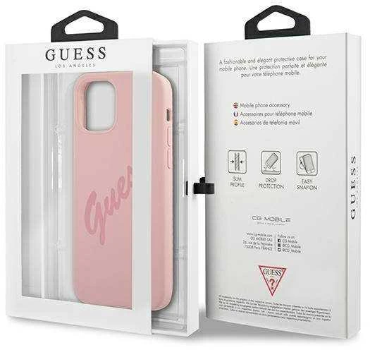 Apple iPhone 12 Mini Guess dėklas Script Vintage (GUHCP12SLSVSPI) rožinės spalvos