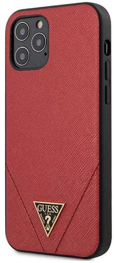 Guess dėklas skirtas iPhone 12 Pro Max 6,7 GUHCP12LVSATMLRE raudonas kietas dėklas Saffiano