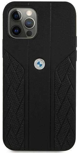 BMW BMHCP12LRSPPK Apple iPhone 12 Pro Max 6,7″ juodos spalvos kietas dėklas Leather Curve Perforate