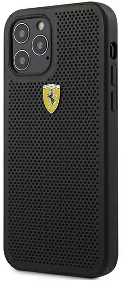 Ferrari FESPEHCP12LBK Apple iPhone 12 Pro Max 6,7″ juodos spalvos kietas dėklas On Track Perforated
