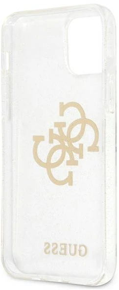 Guess GUHCP12LPCUGL4GTR Apple iPhone 12 Pro Max 6,7″ skaidrus kietas dėklas Glitter 4G Big Logo