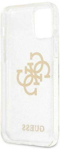 Guess GUHCP12LPCUGL4GTR Apple iPhone 12 Pro Max 6,7″ skaidrus kietas dėklas Glitter 4G Big Logo
