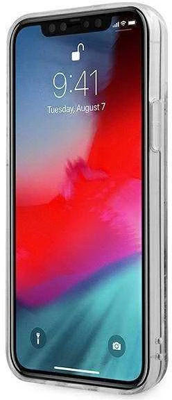 Guess GUHCP12LGLVSBL Apple iPhone 12 Pro Max 6,7″ mėlynas kietas dėklas Glitter Vintage Script
