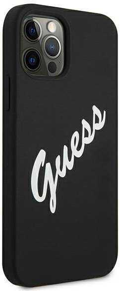 Apple iPhone 12 Pro Max Guess dėklas silikoninis Vintage (GUHCP12LLSVSBW) juodos spalvos