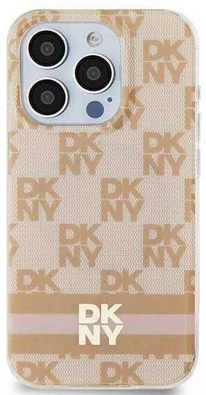 DKNY DKHMP15SHCPTSP Apple iPhone 15 14 13 6.1 inch rožinės spalvos kietas dėklas IML Checkered Mono Pattern & Printed