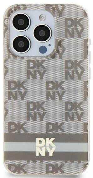 DKNY DKHMP14SHCPTSE Apple iPhone 14 15 13 6.1 inch beige kietas dėklas IML Checkered Mono Pattern & Printed