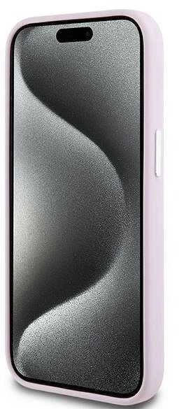 DKNY DKHMP14SSMCHLP Apple iPhone 14 15 13 6.1″ rožinės spalvos kietas dėklas Liquid Silicone Small Metal Logo MagSafe