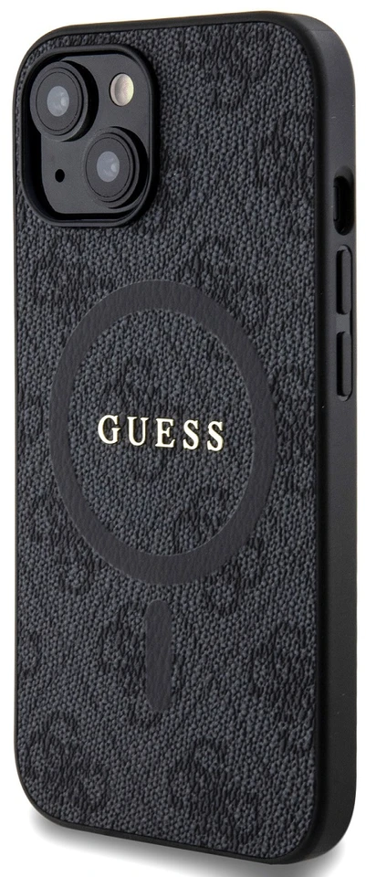 Dėklas GUESS GUHMP15SG4GFRK IPHONE 15/14/13 6.1 "Juodas / Juodas HARDCASE 4G COLLECTION LEATHER METAL MAGSAFE LOGO