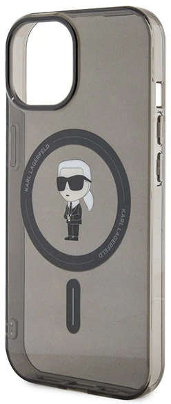 Karl Lagerfeld KLHMP14SHFCKNOK Apple iPhone 14/ 15 / 13 6.1″ juodos spalvos kietas dėklas IML Ikonik MagSafe