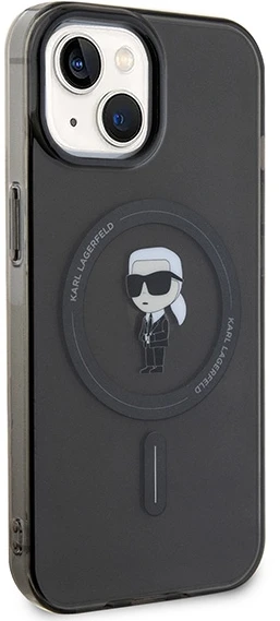 Karl Lagerfeld KLHMP14SHFCKNOK Apple iPhone 14/ 15 / 13 6.1″ juodos spalvos kietas dėklas IML Ikonik MagSafe