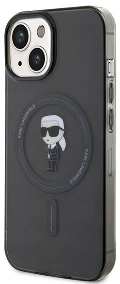 Karl Lagerfeld KLHMP14SHFCKNOK Apple iPhone 14/ 15 / 13 6.1″ juodos spalvos kietas dėklas IML Ikonik MagSafe