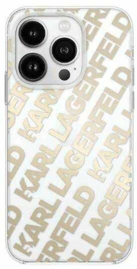 Apple iPhone 13 / 14 / 15 Karl Lagerfeld dėklas IML Fullover Logo (KLHCP15SHKFOEMD) aukso spalvos
