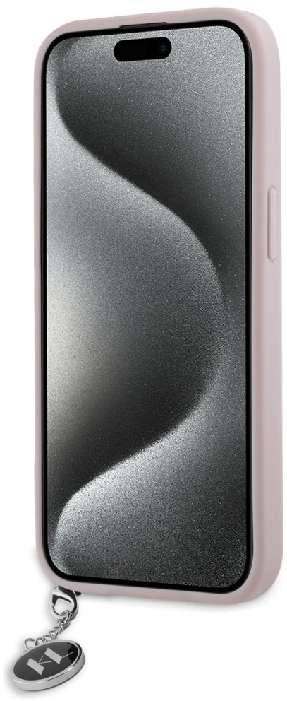Karl Lagerfeld KLHCP15SPSAKDGCP Apple iPhone 15 / 14 / 13 6.1″ rožinės spalvos kietas dėklas Saffiano Rhinestones &