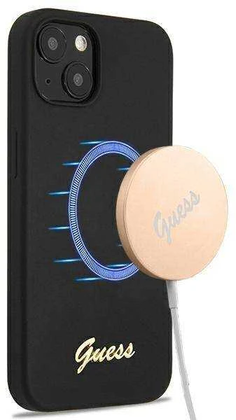 Dėklas GUESS Hardcase Script Gold Logo Back Cover, Apple, iPhone 13, Juodas, 6.1 "