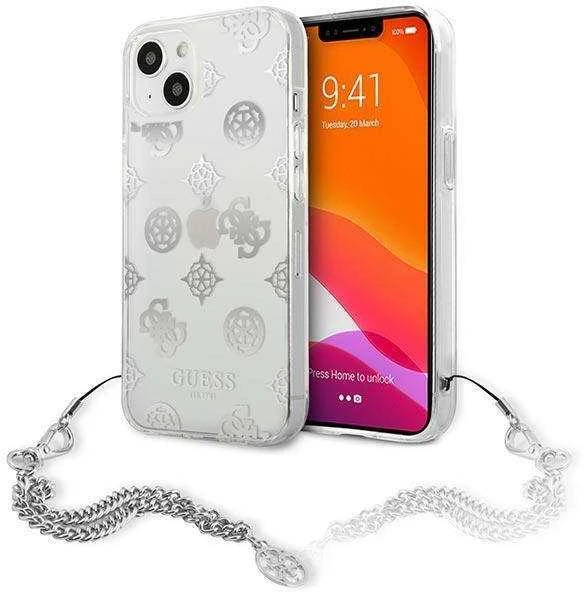 Apple iPhone 13 Mini Guess dėklas Peony Chain Collection (GUHCP13SKSPESI) sidabrinės spalvos