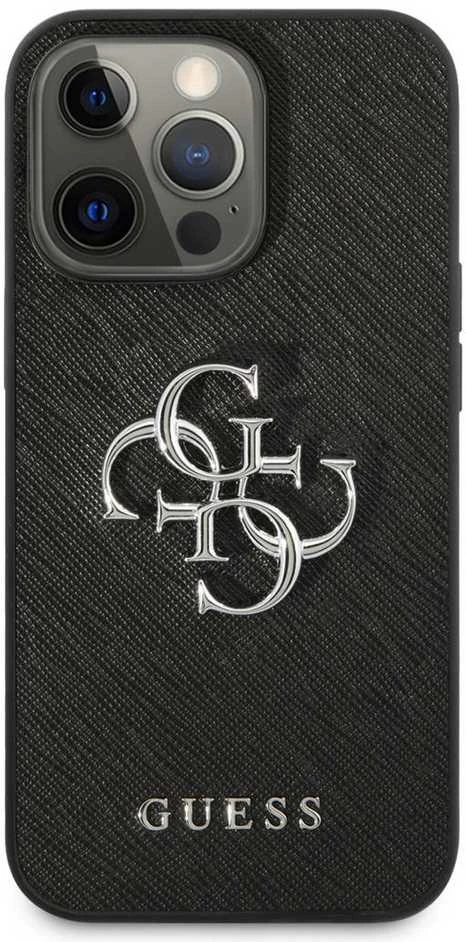 Dėklas GUESS HARD CASE GUHCP13LSA4GSBK IPHONE 13 PRO SAFFIANO METAL LOGO Juodas