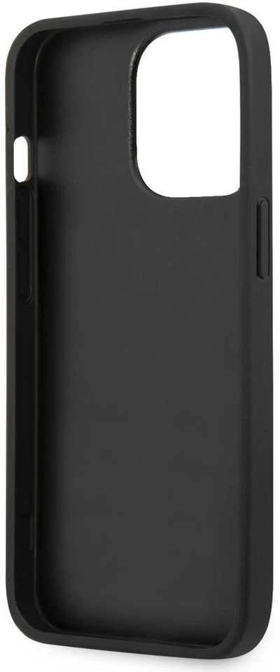 Dėklas GUESS HARD CASE GUHCP13LSA4GSBK IPHONE 13 PRO SAFFIANO METAL LOGO Juodas