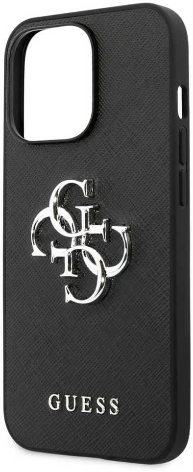 Dėklas GUESS HARD CASE GUHCP13LSA4GSBK IPHONE 13 PRO SAFFIANO METAL LOGO Juodas
