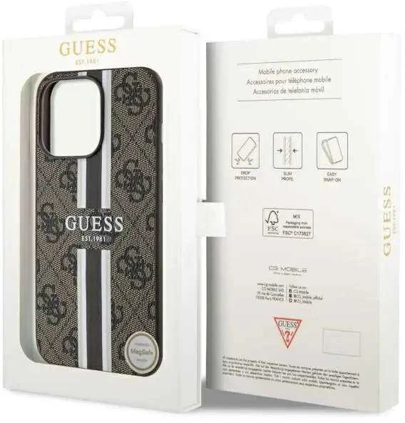 Guess GUHMP13LP4RPSW Apple iPhone 13 Pro / 13 6.1″ rudos spalvos kietas dėklas 4G Printed Stripes MagSafe