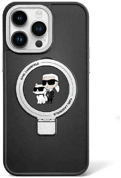 Karl Lagerfeld KLHMP13LHMRSKCK Apple iPhone 13 Pro 6.1″ juodos spalvos kietas dėklas Ring Stand Karl&Choupettte Ma