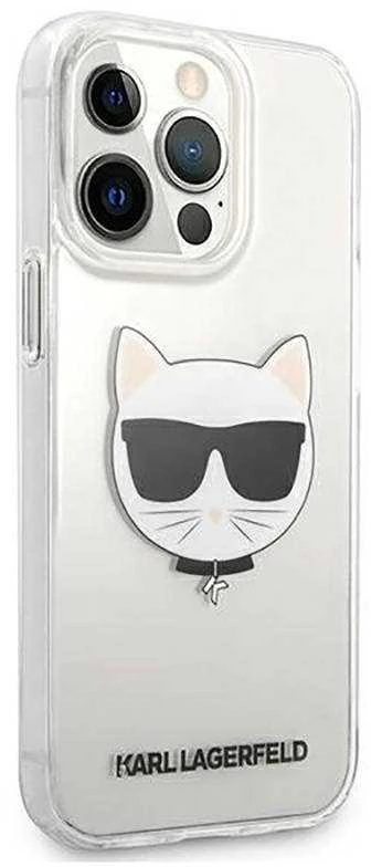 Karl Lagerfeld KLHCP13XCTR, skirta Apple iPhone 13 Pro Max 6,7" – kietas skaidrus dėklas su Choupette galvute
