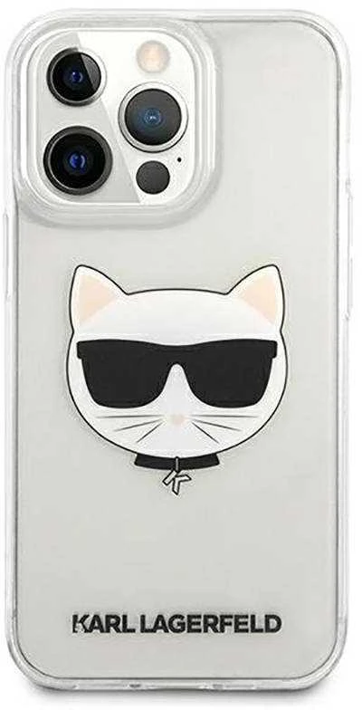 Karl Lagerfeld KLHCP13XCTR, skirta Apple iPhone 13 Pro Max 6,7" – kietas skaidrus dėklas su Choupette galvute