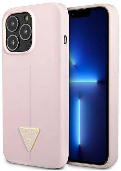 Apple iPhone 13 Pro Max Guess dėklas Silicone Triangle (GUHCP13XSLTGU) violetinės spalvos