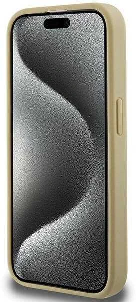 Hello Kitty HKHMP13XPGHCKD Apple iPhone 13 Pro Max 6.7″ Gold kietas dėklas Leather Kitty Head MagSafe