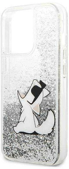 Karl Lagerfeld KLHCP13XGCFS iPhone 13 Pro Max 6,7″ sidabrinis kietas dėklas Liquid Glitter Choupette F