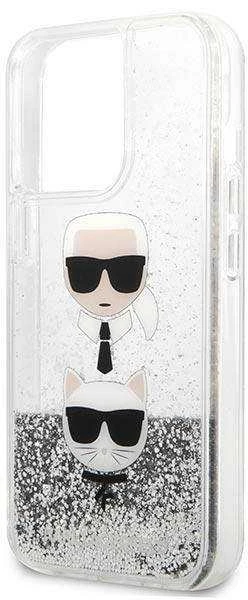 Karl Lagerfeld KLHCP13XKICGLS Apple iPhone 13 Pro Max 6,7″ sidabrinis kietas dėklas Liquid Glitter Karl&Chou