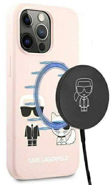 Karl Lagerfeld Slilicone Karl & Choupette Magsafe - dėklas skirtas Apple iPhone 13 Rožinė