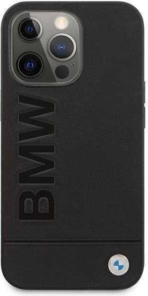 BMW BMHMP14SSLLBK Apple iPhone 14 / 15 / 13 6.1″ juodos spalvos kietas dėklas Signature Logo Imprint Magsafe