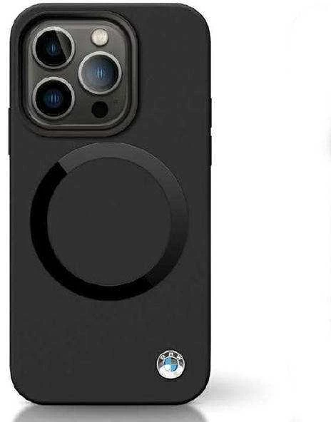Dėklas BMW BMHMP14SSILBK2 Apple iPhone 14 15 13 6.1″ juodos spalvos Signature Liquid Silicone MagSafe