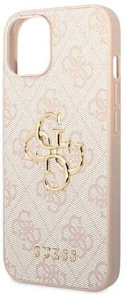 Guess PU 4G Metal Logo dėklas skirtas Apple iPhone 14 rožinės spalvos