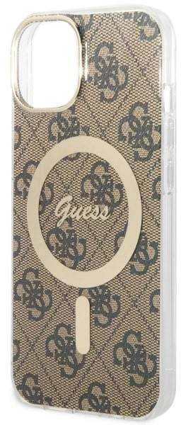 Guess telefono dėklas iPhone 14 6,1 GUHMP14SP4RPSW ruda hartelefono dėklas Magsafe 4G Printed Stripes