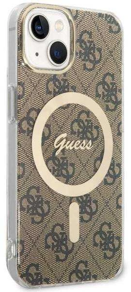 Guess telefono dėklas iPhone 14 6,1 GUHMP14SP4RPSW ruda hartelefono dėklas Magsafe 4G Printed Stripes