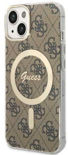 Guess telefono dėklas iPhone 14 6,1 GUHMP14SP4RPSW ruda hartelefono dėklas Magsafe 4G Printed Stripes