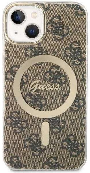 Guess telefono dėklas iPhone 14 6,1 GUHMP14SP4RPSW ruda hartelefono dėklas Magsafe 4G Printed Stripes