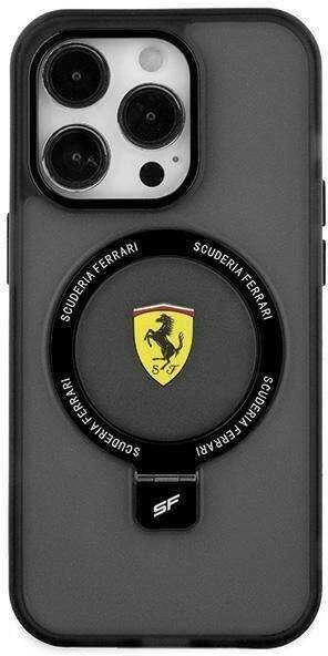 Ferrari FEHMP15MUSCAK Apple iPhone 15 Plus /14 Plus 6.7″ juodos spalvos kietas dėklas Ring Stand 2023 Collection