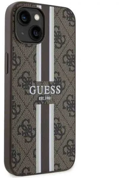 Dėklas GUESS GUHMP14MP4RPSW IPHONE 14 PLUS / 15 PLUS 6.7 "BROWN / BROWN HARDCASE 4G PRINTED STRIPES MAGSAFE