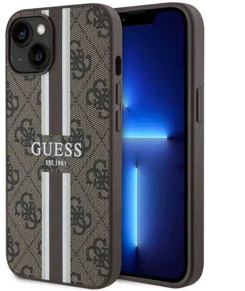 Dėklas GUESS GUHMP14MP4RPSW IPHONE 14 PLUS / 15 PLUS 6.7 "BROWN / BROWN HARDCASE 4G PRINTED STRIPES MAGSAFE
