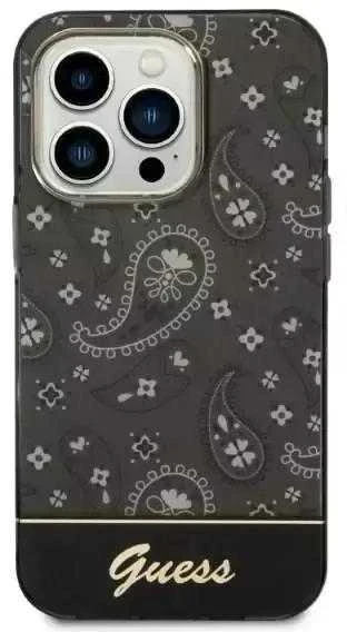 Guess GUHCP14MHGBNHK Apple iPhone 14 Plus / 15 Plus 6.7″ juodos spalvos kietas dėklas Bandana Paisley