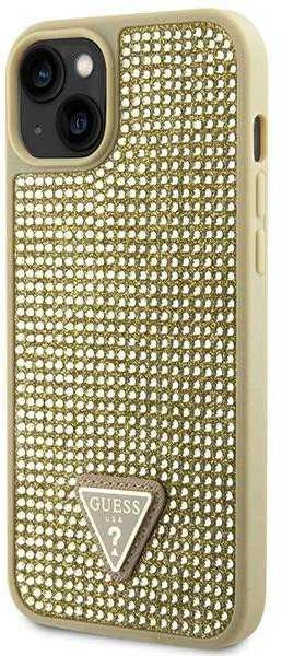 Guess GUHCP14MHDGTPD Apple iPhone 14 Plus/ 15 Plus 6.7″auksinis kietas dėklas Rhinestone Triangle