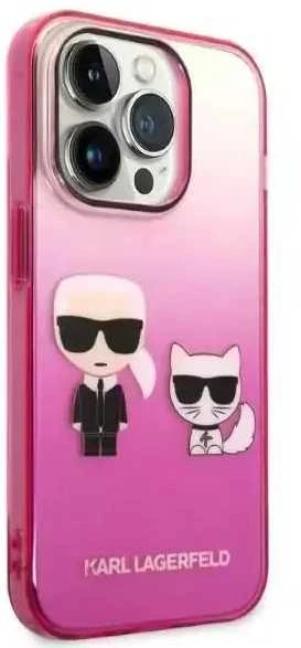 Karl Lagerfeld KLHCP14MTGKCP iPhone 14 Plus 6,7 colio kietas dėklas, eilinis/rožinis gradientas Karl & Choupette