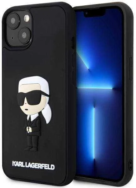 Karl Lagerfeld KLHCP14M3DRKINK iPhone 14 Plus / 15 Plus 6.7″ juodos spalvos kietas dėklas Rubber Ikonik 3D