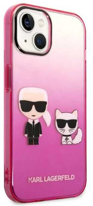 Karl Lagerfeld KLHCP14MTGKCP iPhone 14 Plus 6,7 colio kietas dėklas, eilinis/rožinis gradientas Karl & Choupette