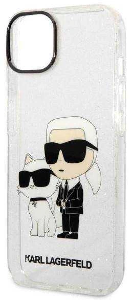 Dėklas Karl Lagerfeld KLHCP14MHNKCTGT IPHONE 14 PLUS / 15 PLUS 6.7 "TRANSPARENT HARDCASE GLITER KARL & CHUPETTE
