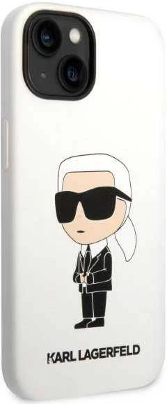 Dėklas Karl Lagerfeld KLHCP14MSNIKBCH IPHONE 14 PLUS / 15 PLUS 6.7 "HARDCASE Baltas / Baltas SILICONE IKONIK